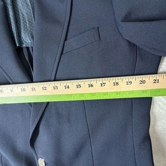 Vintage Joshua Trent Unstructured Blazer Navy 42L Gold Buttons Monogrammed USA - Picture 15 of 16